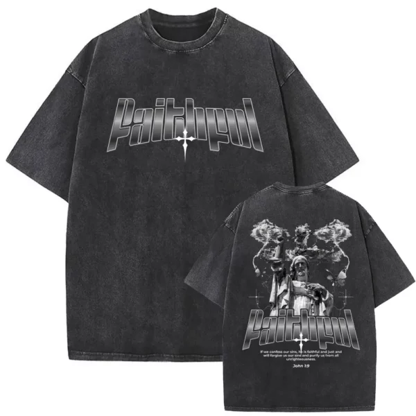 Série religieuse chrétienne jésus Vintage lavé T-shirt hommes femmes gothique Rock surdimensionné à manches courtes t-shirts Hip Hop Streetwear – Image 20