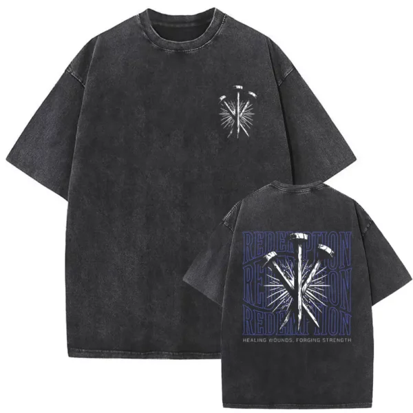 Série religieuse chrétienne jésus Vintage lavé T-shirt hommes femmes gothique Rock surdimensionné à manches courtes t-shirts Hip Hop Streetwear – Image 19