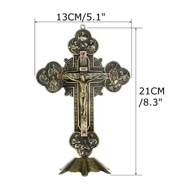 Figurines de reliques d'église, Crucifix de jésus-Christ sur le support, Crucifix croisé, décoration de chapelle de maison – Image 7