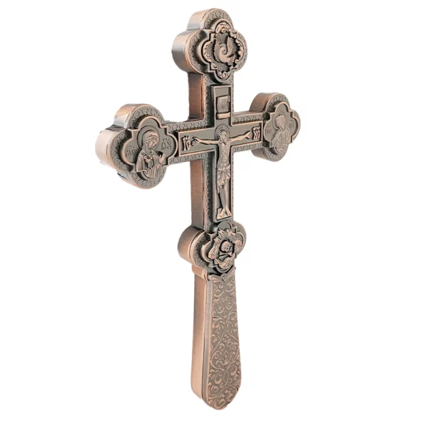 Croix de jésus orthodoxe Croix orthodoxe à main 8,5 pouces en alliage de zinc croix dorée culte prière baptême orthodoxe – Image 3