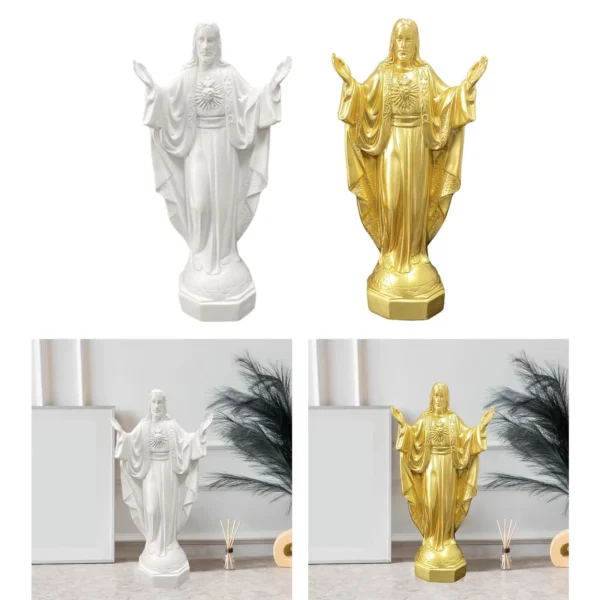 Sculpture de Statue de Jésus en Résine, Figurine Miniature à Collectionner, Ornement pour Chambre à Coucher, Salon, Décorations de Bureau – Image 5