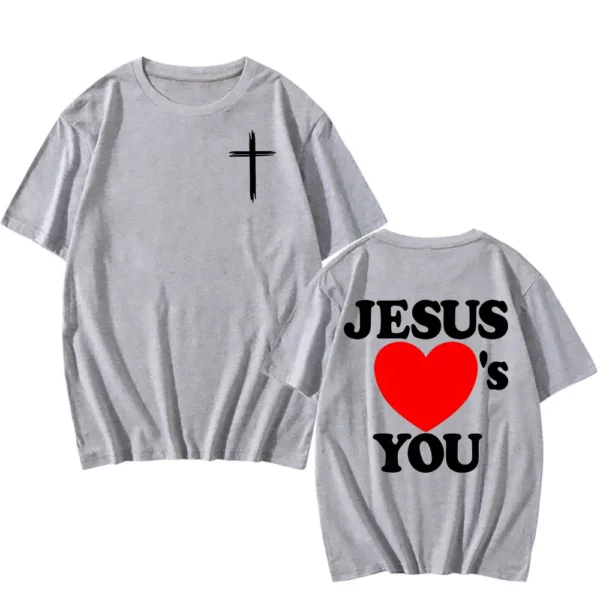 Verset de la Bible chrétienne 2025 nouveaux t-shirts jésus vous aime T-shirt col rond été coton T-shirt Camisetas hommes femmes vêtements T-shirt – Image 4