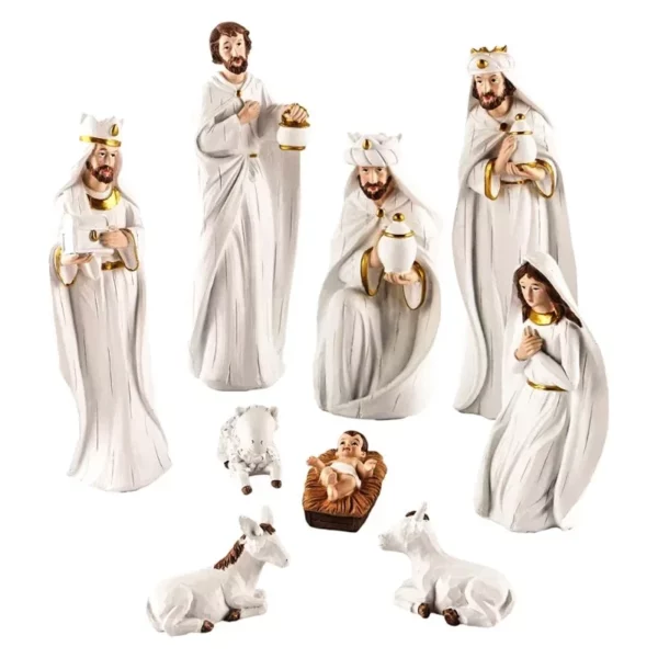 Décoration de groupe de crèche de Jésus de Noël, artisanat en résine, décoration de la maison douce, ensembles de la Sainte Famille, figurine de la Nativité – Image 10