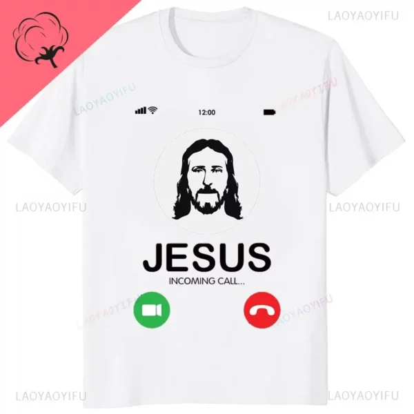 Moshi Moshi Jesus Desu T-shirt à manches courtes pour hommes, T-shirt drôle, Économie respirants, Économie décontractés à motifs en Y – Image 13