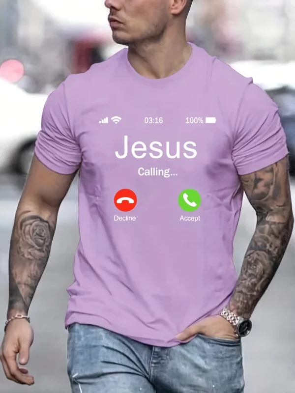 T-shirt imprimé motif appel de Jésus pour hommes, t-shirt graphique confortable, vêtements de plein air d'été, offre spéciale – Image 29