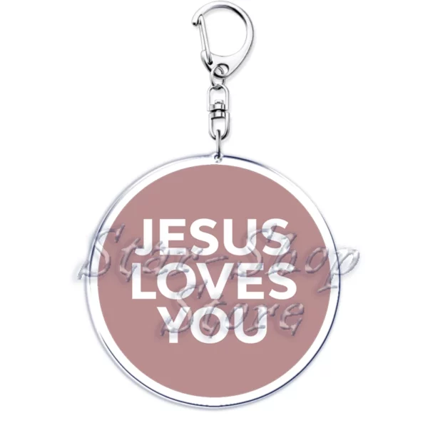 Jésus vous aime lettre porte-clés dieu chrétien Bible citation porte-clés pour accessoires sac pendentif porte-clés bijoux Fans amant cadeau – Image 15
