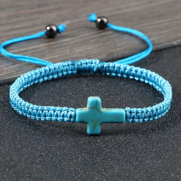Bracelet croix de jésus tissé à la main pour hommes et femmes, fil rouge noir tressé, porte-bonheur, à la mode, pour Couple, bijoux d'amitié – Image 19