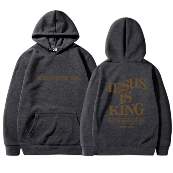 JESUS IS KING Sweats à capuche d'automne et d'hiver pour femmes, vêtements pour femmes à capuche à manches longues avec lettres imprimées double face Amazon – Image 7