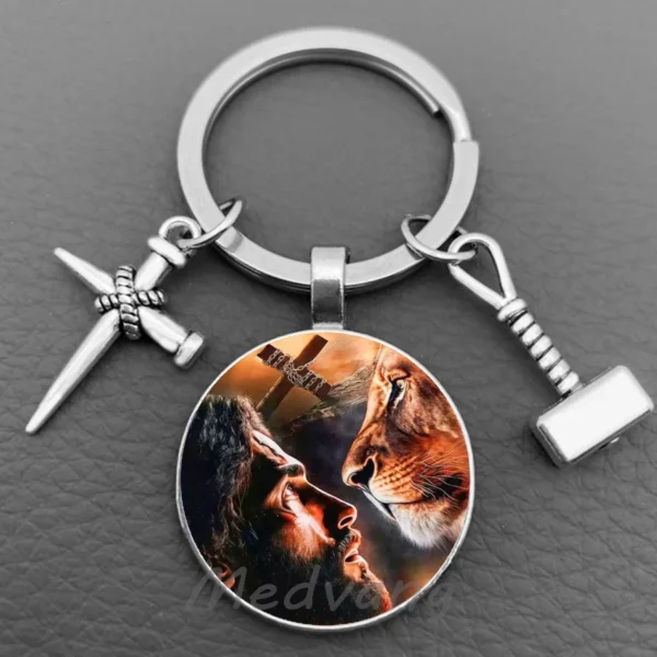 J'aime Jésus porte-clés en verre, porte-clés de bénédiction croisée, porte-clés de voiture, bijoux religieux, mode foi chrétienne, 2024 – Image 17