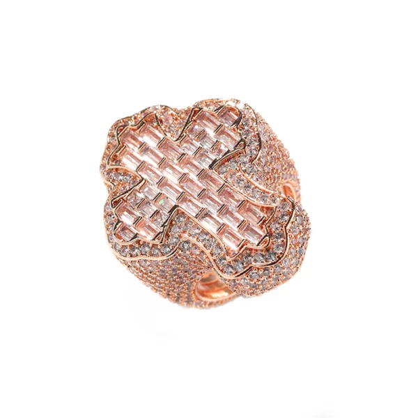 Nouveau glacé Bling CZ croix anneau plaqué or broche réglage cubique zircone grands anneaux mode Hip Hop luxe femmes hommes bijoux – Image 8
