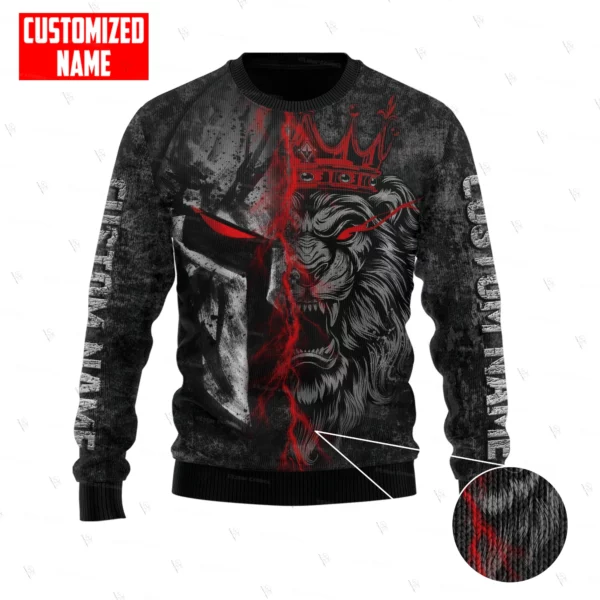Nom personnalisé Animal roi Lion jésus Cosplay tatouage noël laid pull 3DPrint Harajuku pull décontracté hiver sweats X2 – Image 6