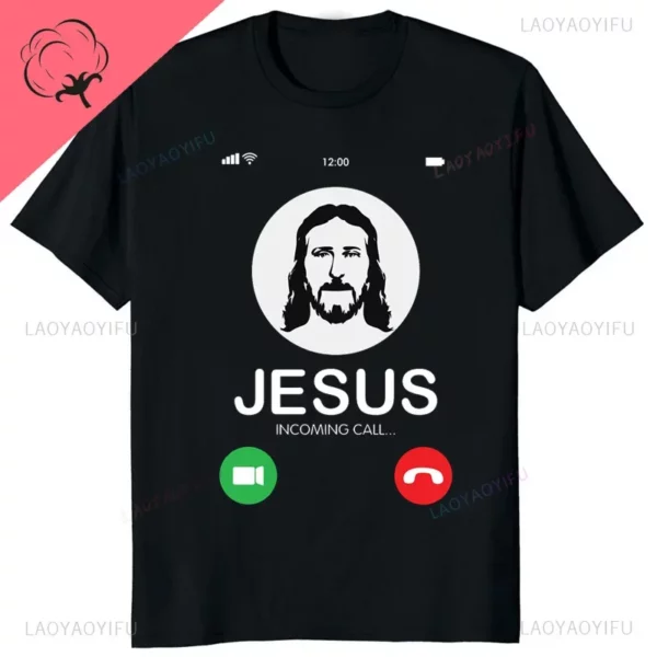 Moshi Moshi Jesus Desu T-shirt à manches courtes pour hommes, T-shirt drôle, Économie respirants, Économie décontractés à motifs en Y – Image 14