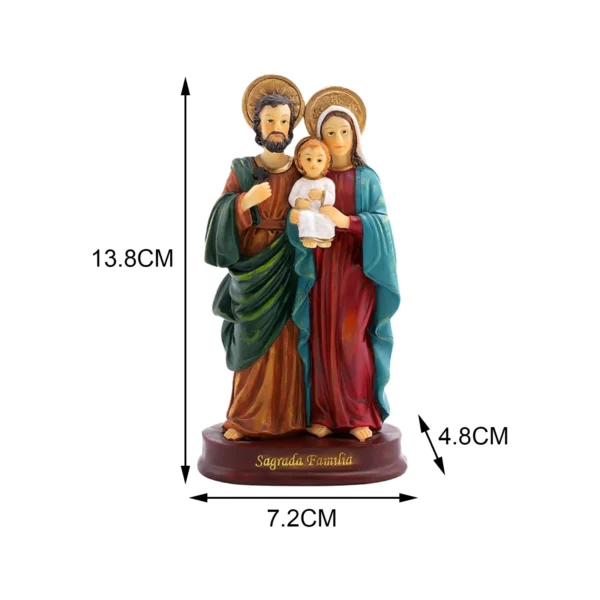 Statue de sainte famille, Figurine de jésus, scène de nativité artisanale pour bureau, cadeau de maison, Sculpture de décoration de maison, Mary Joseph – Image 6