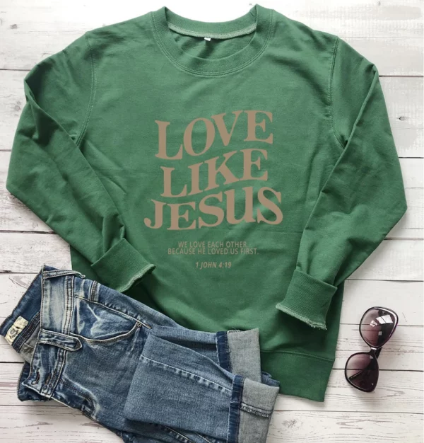 Love Like Jesus We Love Other Sweat-shirt pour femme, Sweat-shirt chrétien, Pulls Fath, Haut vintage, 100% coton, Mode décontractée – Image 16