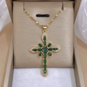 Collier croix religieux en Zircon coloré, prière de jésus, pendentif en cuivre plaqué or, chaîne en acier inoxydable, bijoux cadeau