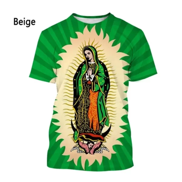 Nouvelle mode Guadalupe vierge marie du mexique impression 3D T-shirt unisexe frais décontracté à manches courtes T-shirt classique T-shirt vêtements – Image 14
