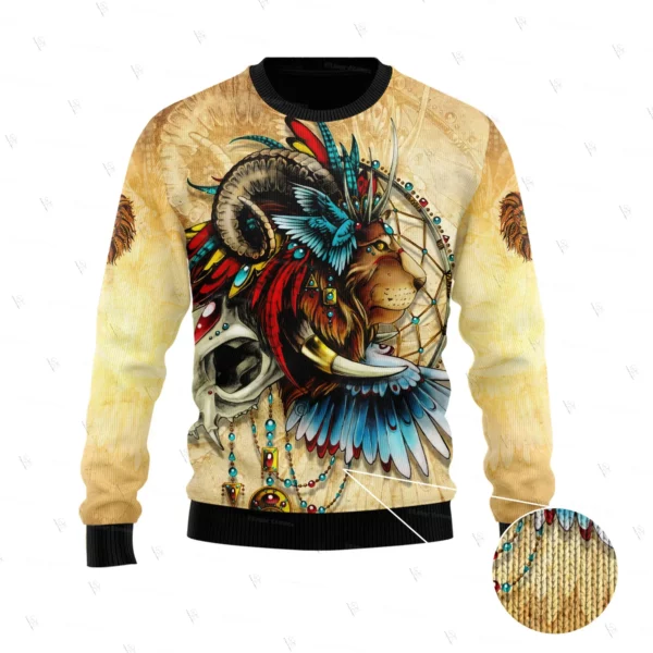 Nom personnalisé Animal roi Lion jésus Cosplay tatouage noël laid pull 3DPrint Harajuku pull décontracté hiver sweats X2 – Image 9