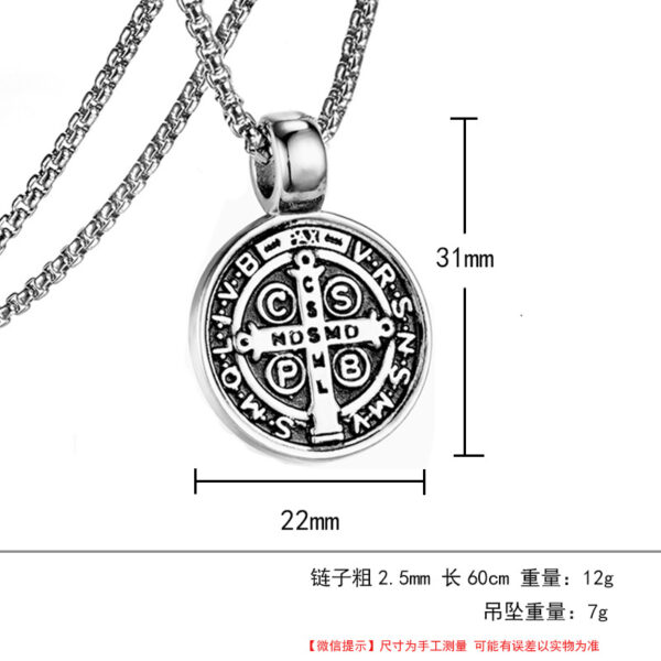 Collier Saint benoît en acier inoxydable, médaille de San Benito, pendentif spirituel de la vierge marie pour hommes et femmes – Image 12