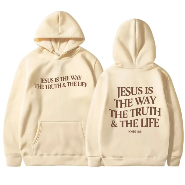 JESUS IS THE Organisements THE TRUTH-Chemise de Protection à Capuche pour Femme, Haut Épais en Velours, à Manches sulf, Ample, Style Coréen, Nouvelle Collection Hiver – Image 6