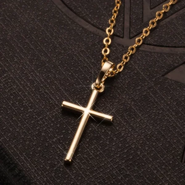 Collier de luxe avec pendentifs croix en Zircon, couleur argent doré clair, pour hommes et femmes, accessoire de chaîne de bijoux – Image 14
