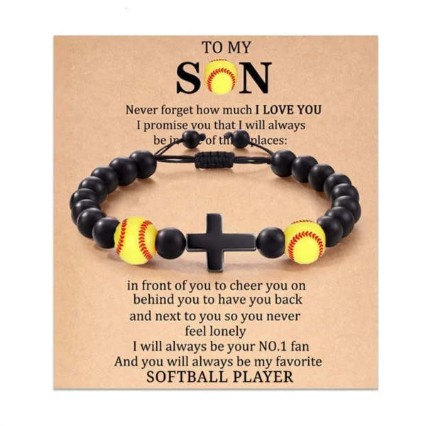 Bracelets de Prière en Pierre Naturelle pour Adolescent, Croix de Baseball, Basket-ball, Football, Idées avec Message, Carte Cadeau – Image 26