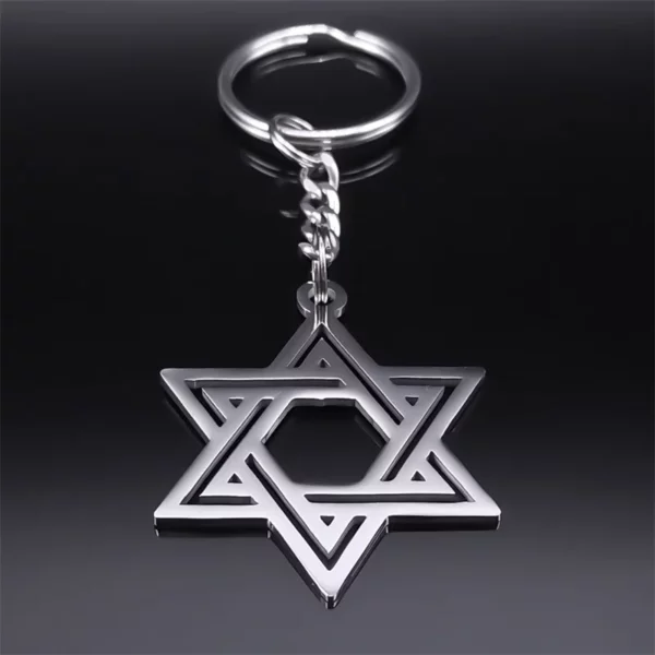 Hexagram Jewish Star of FC Key pour hommes et femmes, acier inoxydable, document argenté, protection de Jérusalem, cadeau de bijoux, K2678SRS08 – Image 3