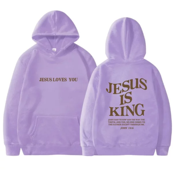 JESUS IS KING Sweats à capuche d'automne et d'hiver pour femmes, vêtements pour femmes à capuche à manches longues avec lettres imprimées double face Amazon – Image 6
