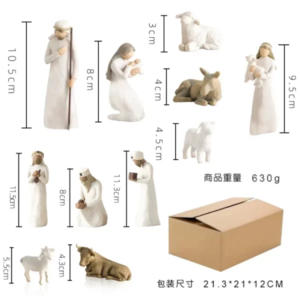Figurine d'arbre de saule de la Sainte Famille, ensemble religieux de la Nativité de Jésus de Pâques, statue peinte à la main, ornements de chambre, artisanat de décoration de la maison – Image 7