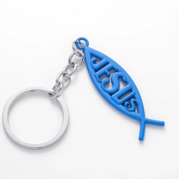 Porte-clés de voiture en métal avec logo de Jésus et du poisson, porte-clés, porte-clés, porte-clés, adapté à toutes les voitures et motos, accessoires – Image 7