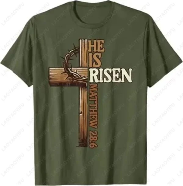 Croix de pâques il est ressuscité jésus chrétien hommes T-Shirt croix chrétienne Bible John 3:16 réflexion 0L3Q48 disant unisexe coton T-Shirt – Image 6