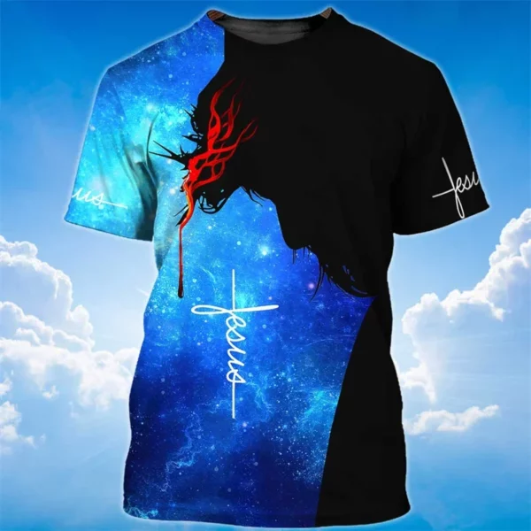 T-shirt unisexe à manches courtes pour hommes, impression 3D de Dieu Jésus, impression du christianisme, t-shirt graphique de croyance, mode enfant, Harajuyku, été, nouveau – Image 11