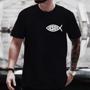 T-Shirt à Manches Courtes pour Homme et Femme, Vêtement Streetwear, avec Image de Jésus Poisson-Christ, Style Chrétien, Grande Taille, Y2k