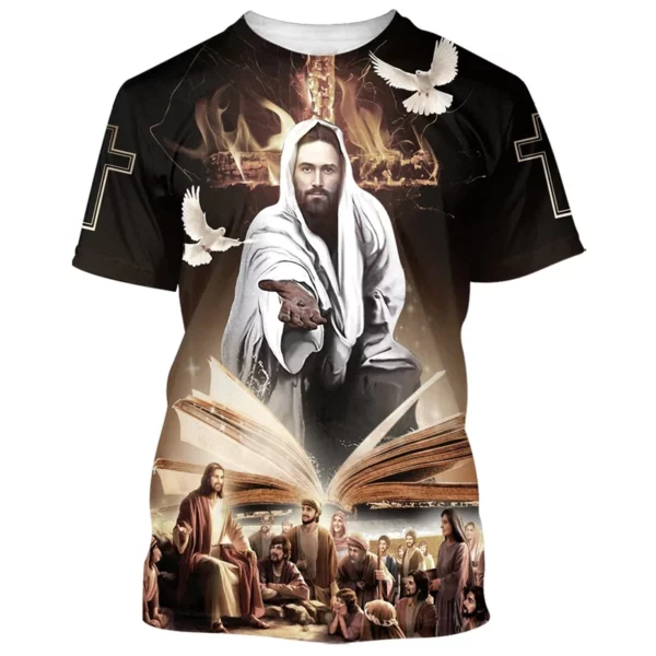 T-shirts pour hommes jésus amour tous les chrétiens 3D imprimé été jesu graphique T-shirt femmes à manches courtes décontracté hauts Y2k hommes vêtements – Image 7