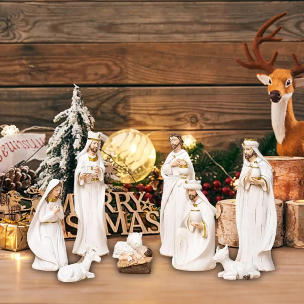 Ornements de Noël de la naissance de Jésus, scène de la Nativité l'inventaire, affichage décoratif en résine, statue de beurre, cadeau de décoration de bureau et de maison – Image 5