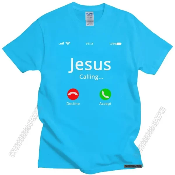 T-shirt homme 100% coton, humoristique et religieux, Jésus appelle le Christ, chrétien, Bible, cadeau – Image 8
