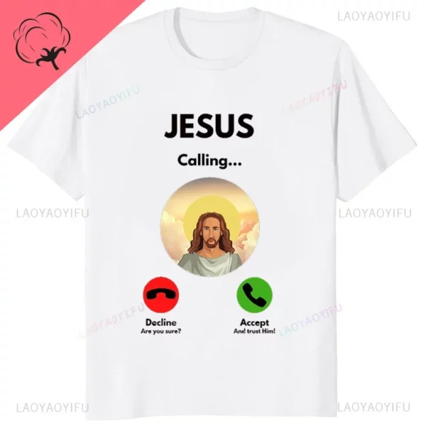 Moshi Moshi Jesus Desu T-shirt à manches courtes pour hommes, T-shirt drôle, Économie respirants, Économie décontractés à motifs en Y – Image 9