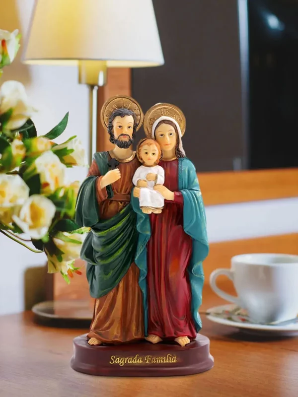 Statue de sainte famille, Figurine de jésus, scène de nativité artisanale pour bureau, cadeau de maison, Sculpture de décoration de maison, Mary Joseph – Image 8