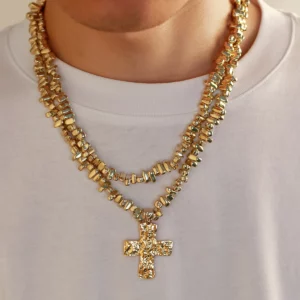 Ingemark 2 pièces/ensemble créatif irrégulier CCB perles chaîne pour hommes à la mode Goth croix jésus pendentif tour de cou Grunge bijoux Steampunk nouveau