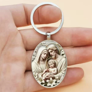 Porte-clés rétro en alliage vierge marie, conception Unique de pierres précieuses du temps religieux, adapté aux clés de voiture et aux cadeaux pendentif de sac à dos