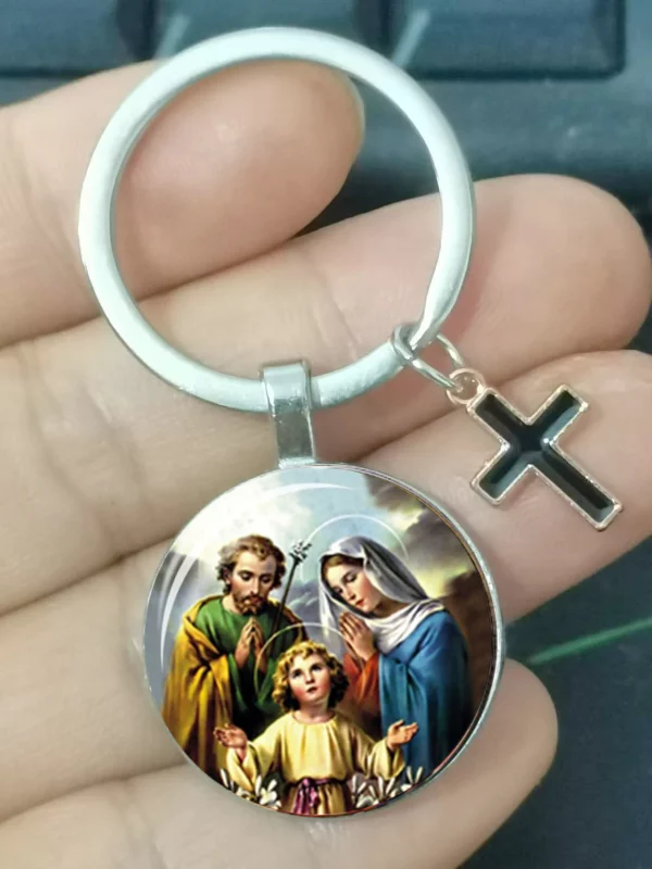 Vierge Marie, Mère des Bébés, Porte-clés, Jésus Christ, Pendentif Chrétien, Religion Catholique, Bijoux en Verre, Cadeau pour Homme et Femme – Image 12