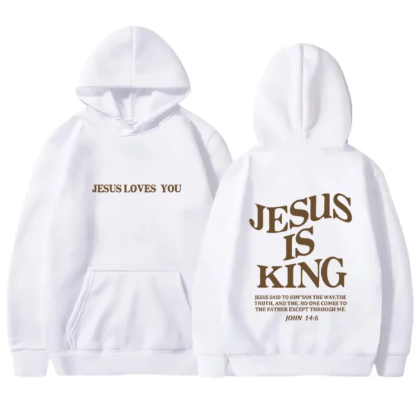 JESUS IS KING Sweats à capuche d'automne et d'hiver pour femmes, vêtements pour femmes à capuche à manches longues avec lettres imprimées double face Amazon – Image 11