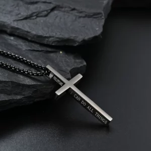 Collier croix de jésus en acier inoxydable 304L pour hommes et femmes, collier spirituel verset de la Bible, bijoux pour hommes