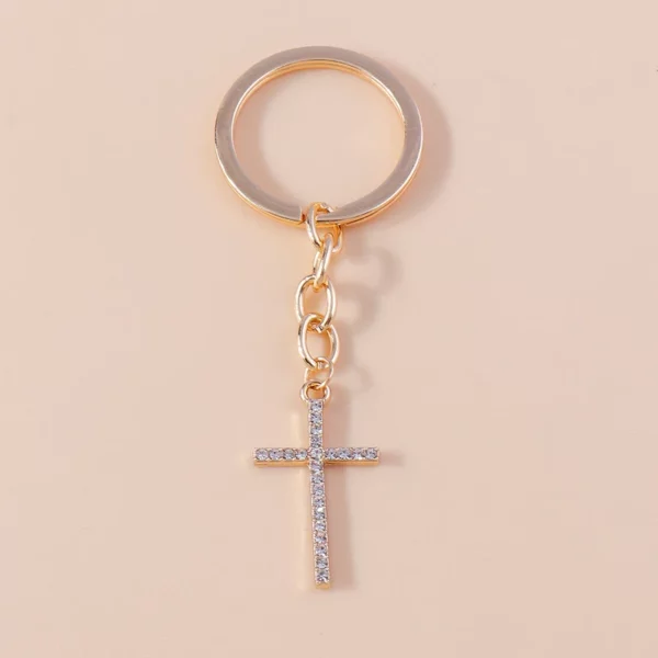 Porte-clés religieux croix en cristal biscuits pour femmes et filles, porte-clés, porte-clés, breloques de sac à main, bijoux à bricoler soi-même, cadeaux, luxe – Image 23