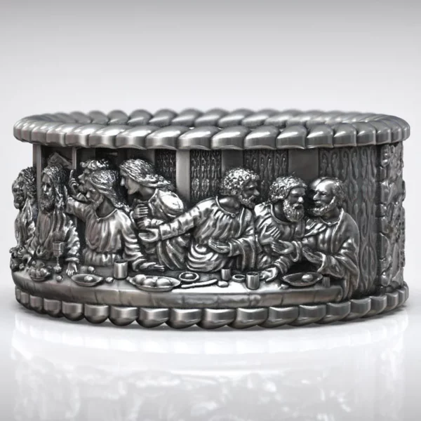 Bagues en argent Sterling massif 925, 15g, le dernier groupe de dîner, jésus-Christ ang Twelwe, personnalisées, plusieurs tailles 6-13 – Image 11