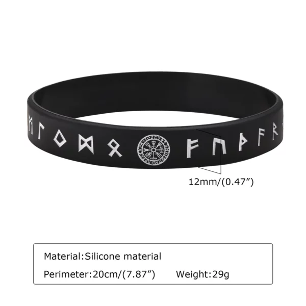 Vnox – Bracelet en Silicone pour hommes, 12mm, Bracelet en caoutchouc souple, boussole Viking nordique Rune Almut, ensemble de bracelets – Image 5