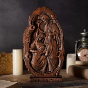 Ornements de bureau de la Nativité en bois naturel, décorations pour la maison, Nativité de Noël, bébé Jésus, statue de la Sainte Famille, articles d'église