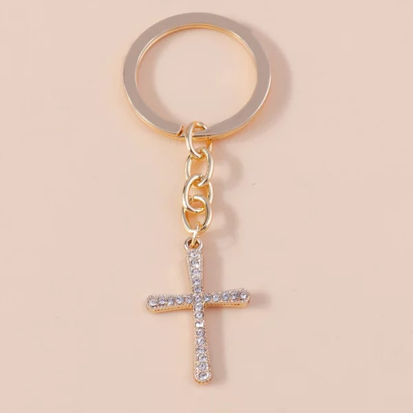 Porte-clés religieux croix en cristal biscuits pour femmes et filles, porte-clés, porte-clés, breloques de sac à main, bijoux à bricoler soi-même, cadeaux, luxe – Image 11