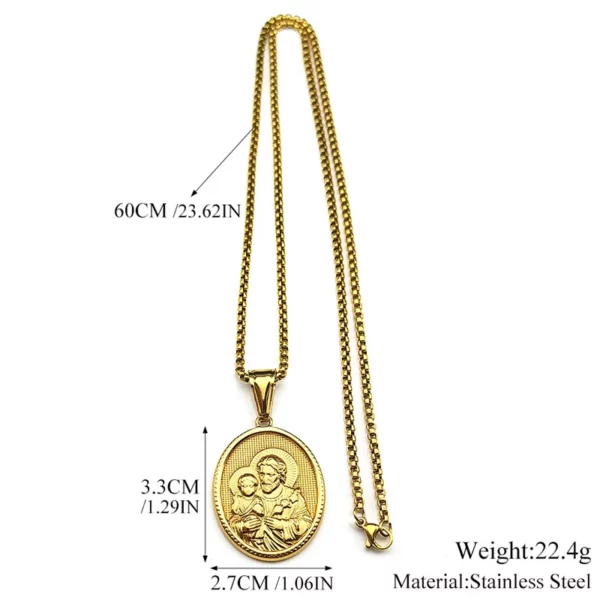Saint Joseph religieux chrétien jésus médaille collier pour femmes hommes en acier inoxydable couleur or colliers cadeau amulette bijoux – Image 6