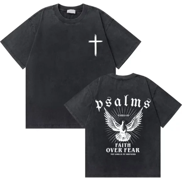 Lavé Vintage chrétien jésus bonnes nouvelles dieu vous aime verset de la Bible graphique T-shirts hommes femmes mode décontracté surdimensionné t-shirt – Image 8