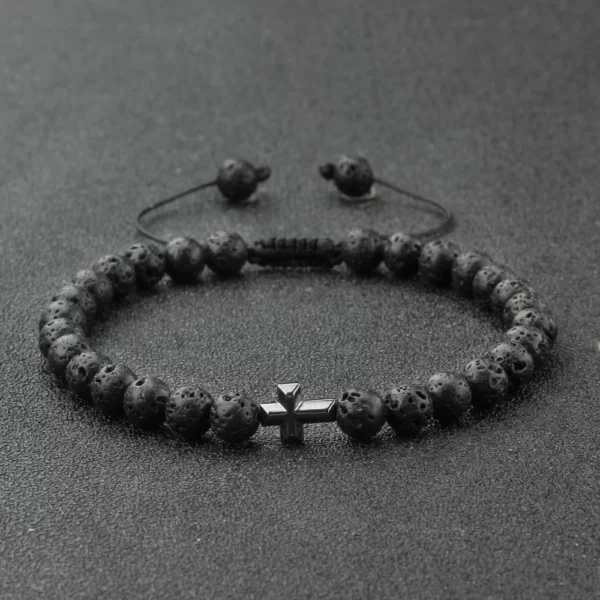 Bracelet en Pierre Naturelle pour Homme et Femme, Pendentif Croix de Jésus, Œil de Tigre Perlé, Tressé, Guérison Énergétique, Bijoux à la Mode, Cadeau, 6mm – Image 22